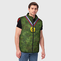 Мужской жилет Самый лучший дед, цвет: 3D-красный — фото 2