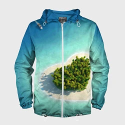 Ветровка с капюшоном мужская Остров, цвет: 3D-белый