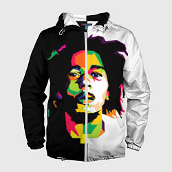 Ветровка с капюшоном мужская Bob Marley: Colors, цвет: 3D-белый