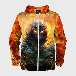 Ветровка с капюшоном мужская Disturbed: Monster Flame, цвет: 3D-белый