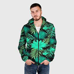 Ветровка с капюшоном мужская Tropical pattern, цвет: 3D-черный — фото 2