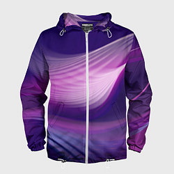 Ветровка с капюшоном мужская Фиолетовые Волны, цвет: 3D-белый