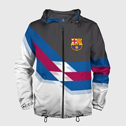 Ветровка с капюшоном мужская Barcelona FC: White style, цвет: 3D-черный