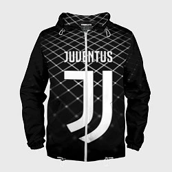 Ветровка с капюшоном мужская FC Juventus: Black Lines, цвет: 3D-белый