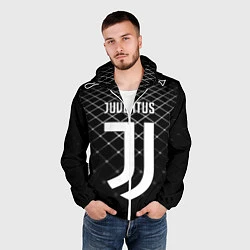 Ветровка с капюшоном мужская FC Juventus: Black Lines, цвет: 3D-белый — фото 2