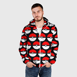 Ветровка с капюшоном мужская Pokeball Pattern, цвет: 3D-белый — фото 2