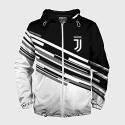 Ветровка с капюшоном мужская FC Juventus: B&W Line, цвет: 3D-белый