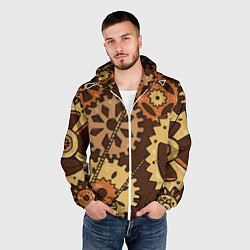 Ветровка с капюшоном мужская Футуристический механизм, цвет: 3D-белый — фото 2