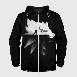 Ветровка с капюшоном мужская Волк Ведьмака, цвет: 3D-белый