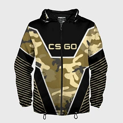 Ветровка с капюшоном мужская CS:GO Khaki Camo, цвет: 3D-черный