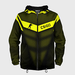 Ветровка с капюшоном мужская CS:GO Yellow Carbon, цвет: 3D-черный