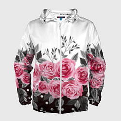 Ветровка с капюшоном мужская Roses Trend, цвет: 3D-белый