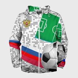 Ветровка с капюшоном мужская Русский футбол, цвет: 3D-белый