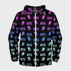 Ветровка с капюшоном мужская BTS: Neon Gradient, цвет: 3D-белый