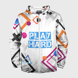 Ветровка с капюшоном мужская Play Hard, цвет: 3D-белый