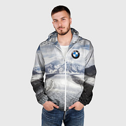 Ветровка с капюшоном мужская BMW - снежная вершина, цвет: 3D-белый — фото 2