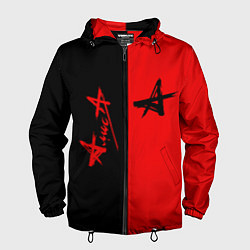 Ветровка с капюшоном мужская АлисА, цвет: 3D-черный