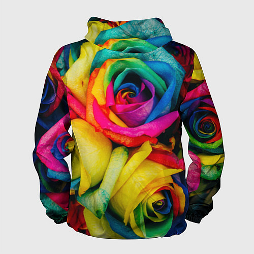 Мужская ветровка Разноцветные розы / 3D-Черный – фото 2