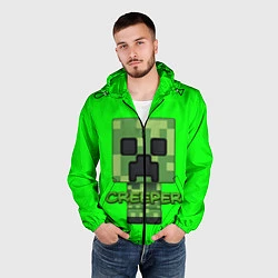 Ветровка с капюшоном мужская MINECRAFT CREEPER, цвет: 3D-черный — фото 2