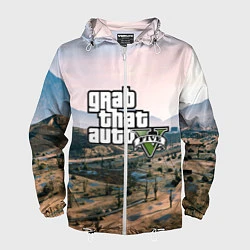 Ветровка с капюшоном мужская Grand Theft Auto 5, цвет: 3D-белый