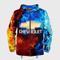 Ветровка с капюшоном мужская CHEVROLET, цвет: 3D-черный