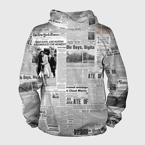 Мужская ветровка Газета Newspaper / 3D-Черный – фото 2