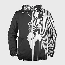 Ветровка с капюшоном мужская Зебра, цвет: 3D-белый