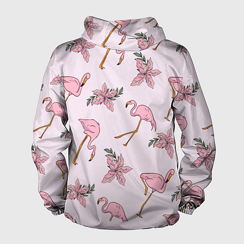 Мужская ветровка Розовый фламинго / 3D-Черный – фото 2
