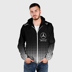 Ветровка с капюшоном мужская Mercedes-Benz, цвет: 3D-белый — фото 2