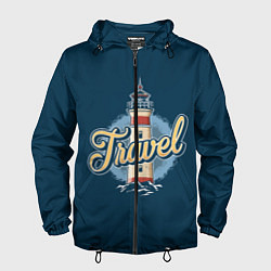 Ветровка с капюшоном мужская Путешествие, цвет: 3D-черный