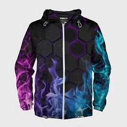 Ветровка с капюшоном мужская Fire, цвет: 3D-белый