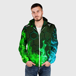 Ветровка с капюшоном мужская Fire, цвет: 3D-белый — фото 2