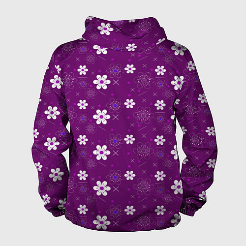 Мужская ветровка Узор цветы на фиолетовом фоне / 3D-Черный – фото 2