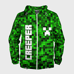 Ветровка с капюшоном мужская MINECRAFT CREEPER, цвет: 3D-белый