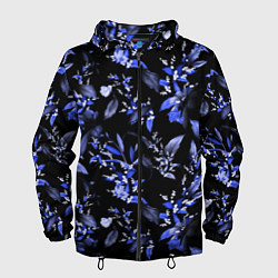 Ветровка с капюшоном мужская Ночные цветы, цвет: 3D-черный