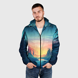 Ветровка с капюшоном мужская Природа, цвет: 3D-черный — фото 2