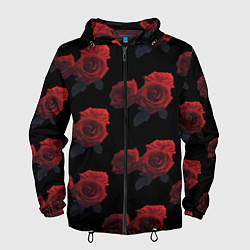 Ветровка с капюшоном мужская Роза, цвет: 3D-черный