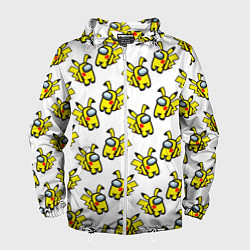 Ветровка с капюшоном мужская Among us Pikachu, цвет: 3D-белый