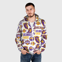 Ветровка с капюшоном мужская LAKERS LOGO, цвет: 3D-белый — фото 2