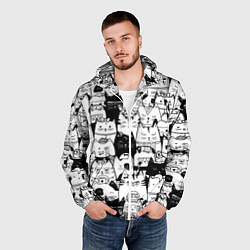 Ветровка с капюшоном мужская Котики, цвет: 3D-белый — фото 2