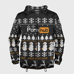 Ветровка с капюшоном мужская Christmas PornHub, цвет: 3D-черный