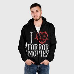 Ветровка с капюшоном мужская I Love Horror Movies, цвет: 3D-черный — фото 2