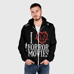 Ветровка с капюшоном мужская I Love Horror Movies, цвет: 3D-белый — фото 2