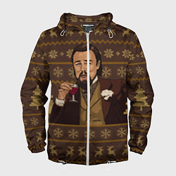 Ветровка с капюшоном мужская Мем Ди каприо с бокалом, цвет: 3D-белый