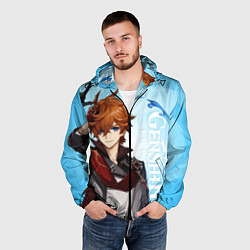 Ветровка с капюшоном мужская GENSHIN IMPACT, ТАРТАЛЬЯ, цвет: 3D-черный — фото 2