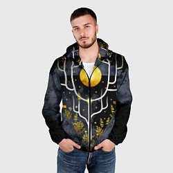 Ветровка с капюшоном мужская Графит и золото: дерево жизни, цвет: 3D-черный — фото 2