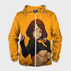 Ветровка с капюшоном мужская Uraraka Ahegao Урарака, цвет: 3D-белый