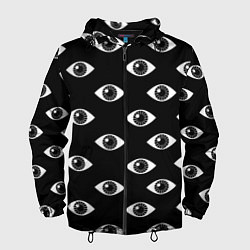 Ветровка с капюшоном мужская Глаза, цвет: 3D-черный