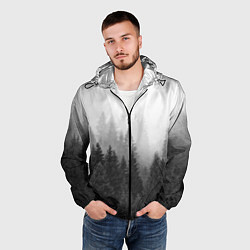 Ветровка с капюшоном мужская Туманный лес, цвет: 3D-черный — фото 2