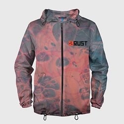 Ветровка с капюшоном мужская Rust Красная текстура Раст, цвет: 3D-черный
